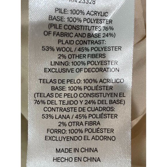 Pendleton Beige Sherpa Fleece Jacket L/G Full Zip Plaid Lining Womens Outerwear - Picture 12 of 16